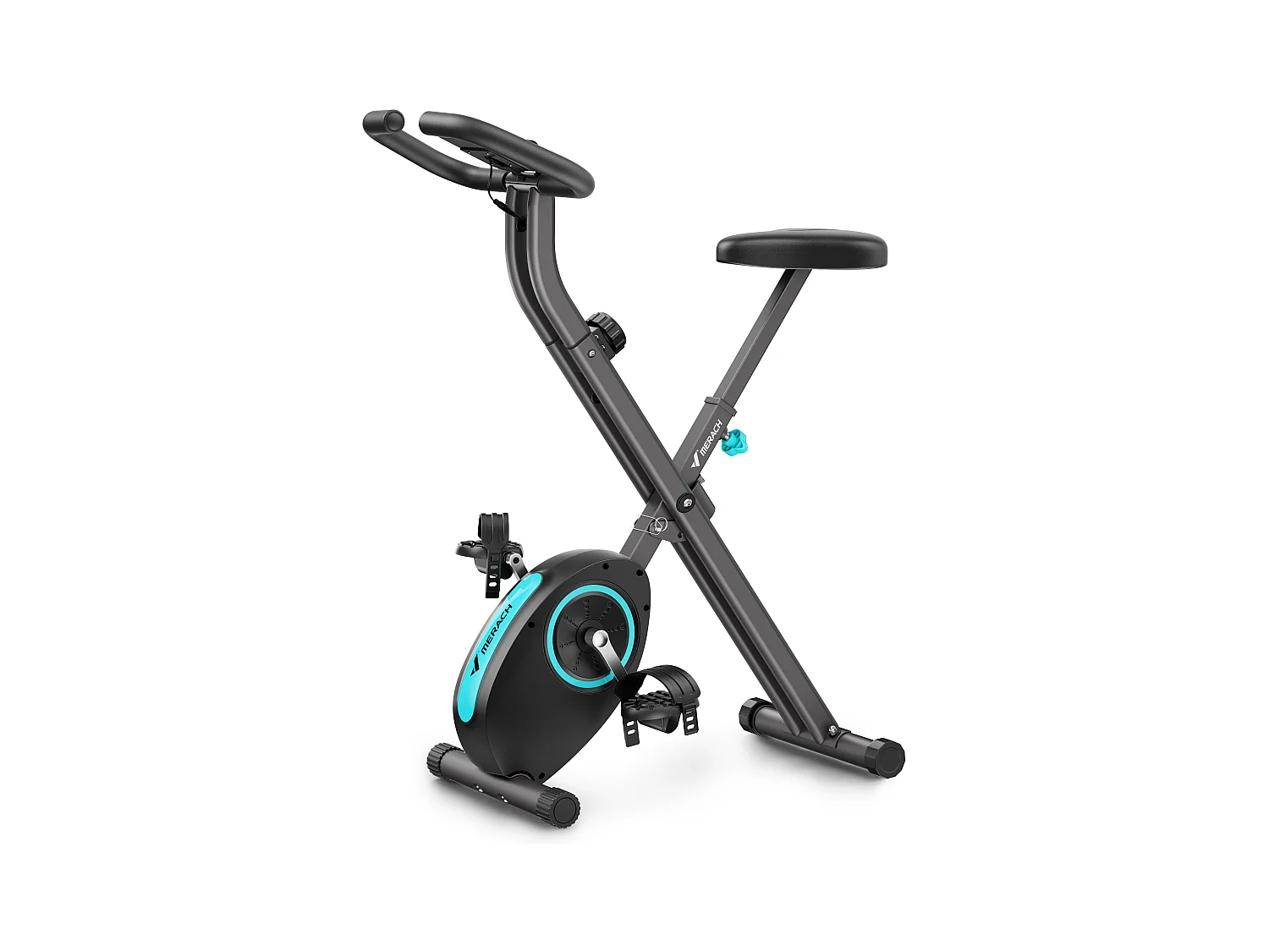 Vélo d'appartement magnétique pliable, MERACH, 16 niveaux, Écran LCD, Support tablette, Design Compact, Hauteur Réglable