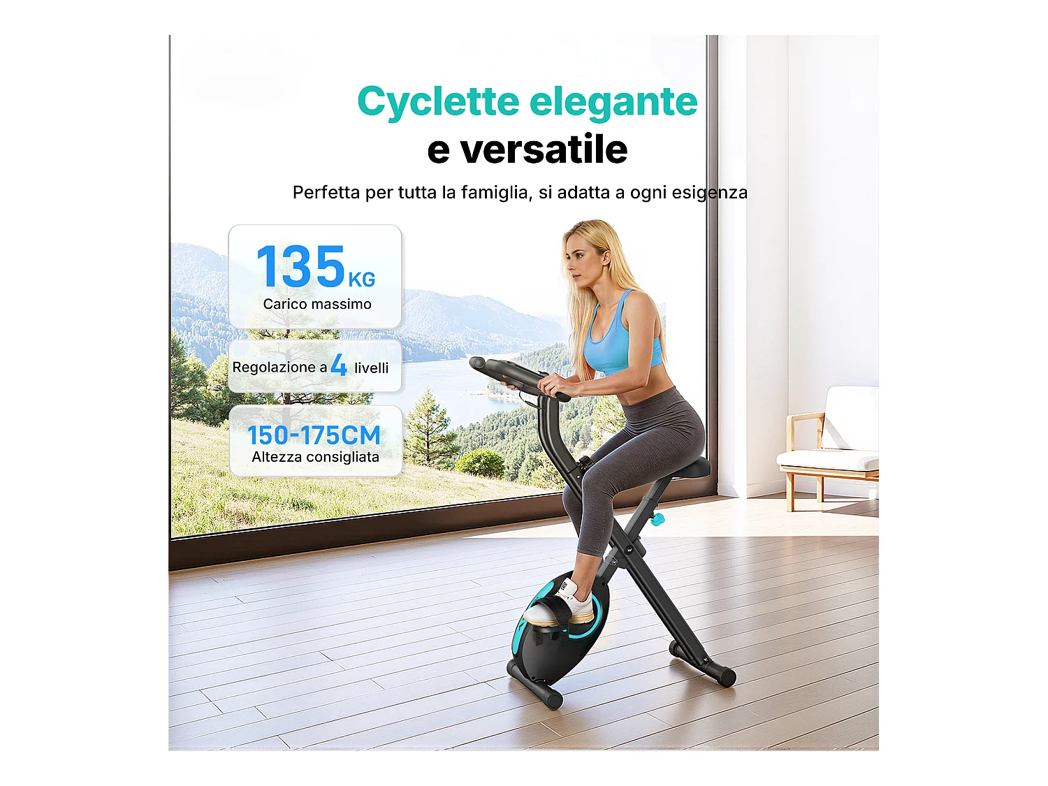 Vélo d'appartement magnétique pliable, MERACH, 16 niveaux, Écran LCD, Support tablette, Design Compact, Hauteur Réglable