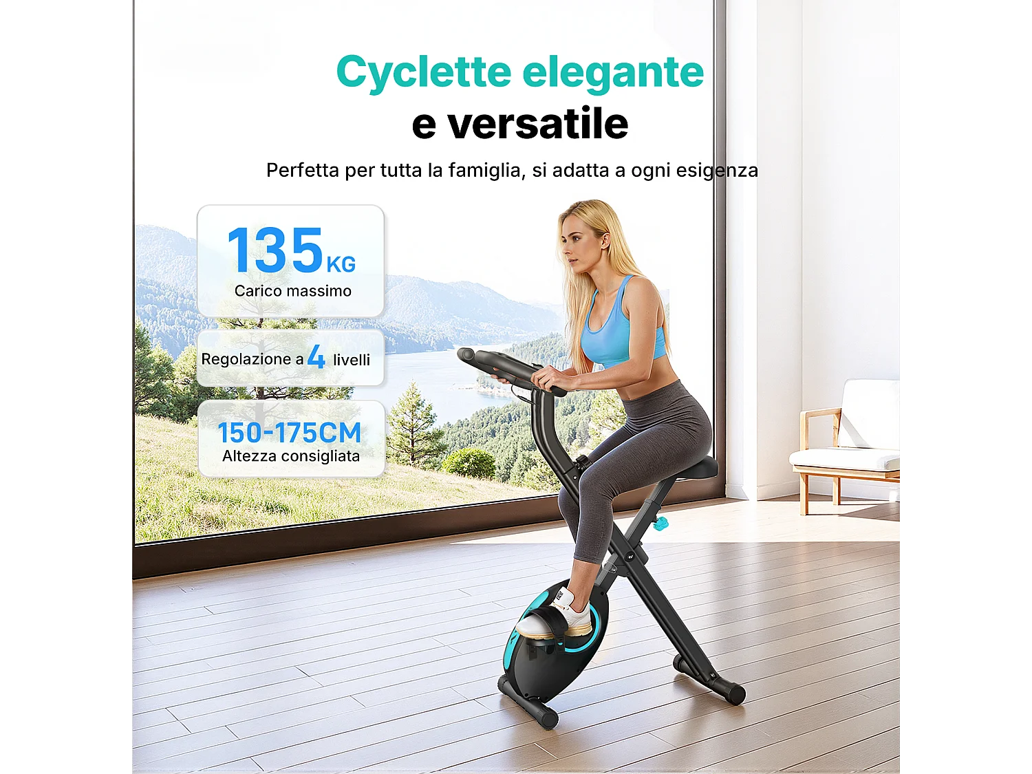 Vélo d'appartement magnétique pliable, MERACH, 16 niveaux, Écran LCD, Support tablette, Design Compact, Hauteur Réglable