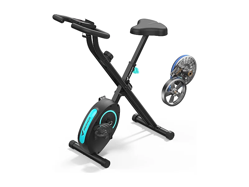 Vélo d'appartement magnétique pliable, MERACH, 16 niveaux, Écran LCD, Support tablette, Design Compact, Hauteur Réglable