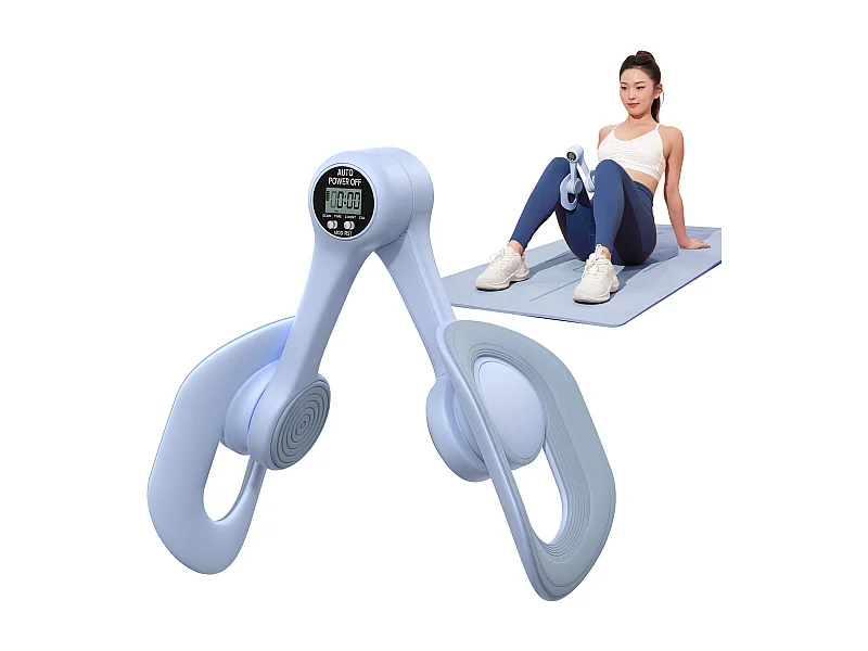 Leg Trainer MERACH, attrezzo cosce adduttori pettorali 360° con contatore, rinforzo pelvico, post-parto, portatile blu