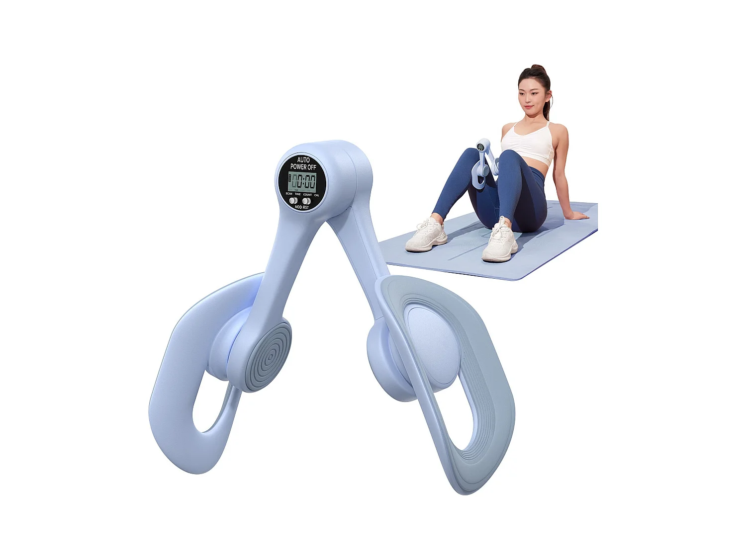 LEG TRAINER MERACH, Appareil cuisses adducteurs pectoraux 360° avec compteur, renforcement pelvien, post-accouchement, portable Bleu