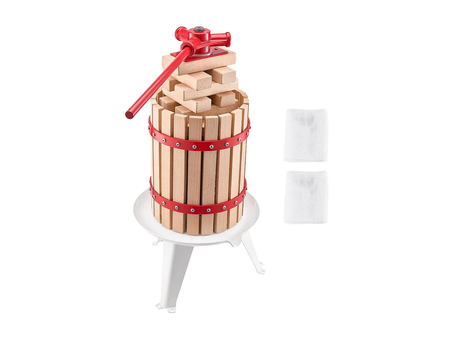 Handmatige Fruitpers SucceBuy, voor de Productie van Wijn, 6 L Houten Mand, met Twee Filterzakken van Voedingskwaliteit