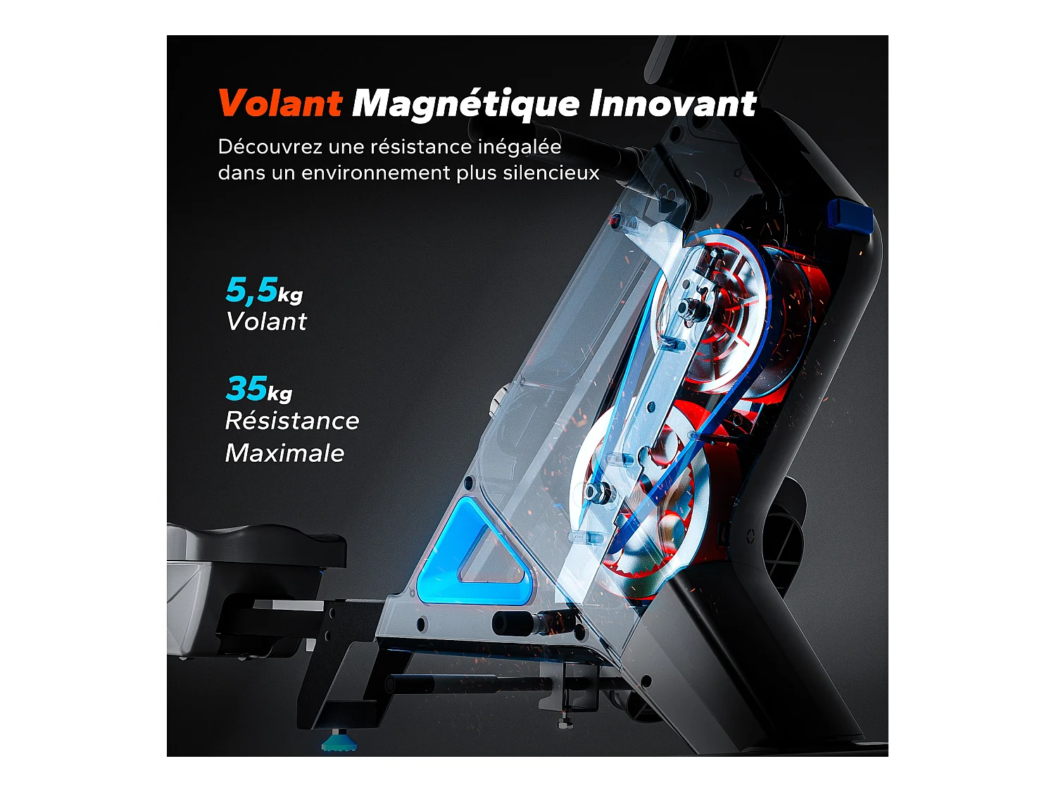 MERACH klappbares Rudergerät – leise Magnetbremse, 16 Stufen, LCD-Display & Tablet-Halter, Kinomap-App, gepolsterter Sitz, Ganzkörper-Workout