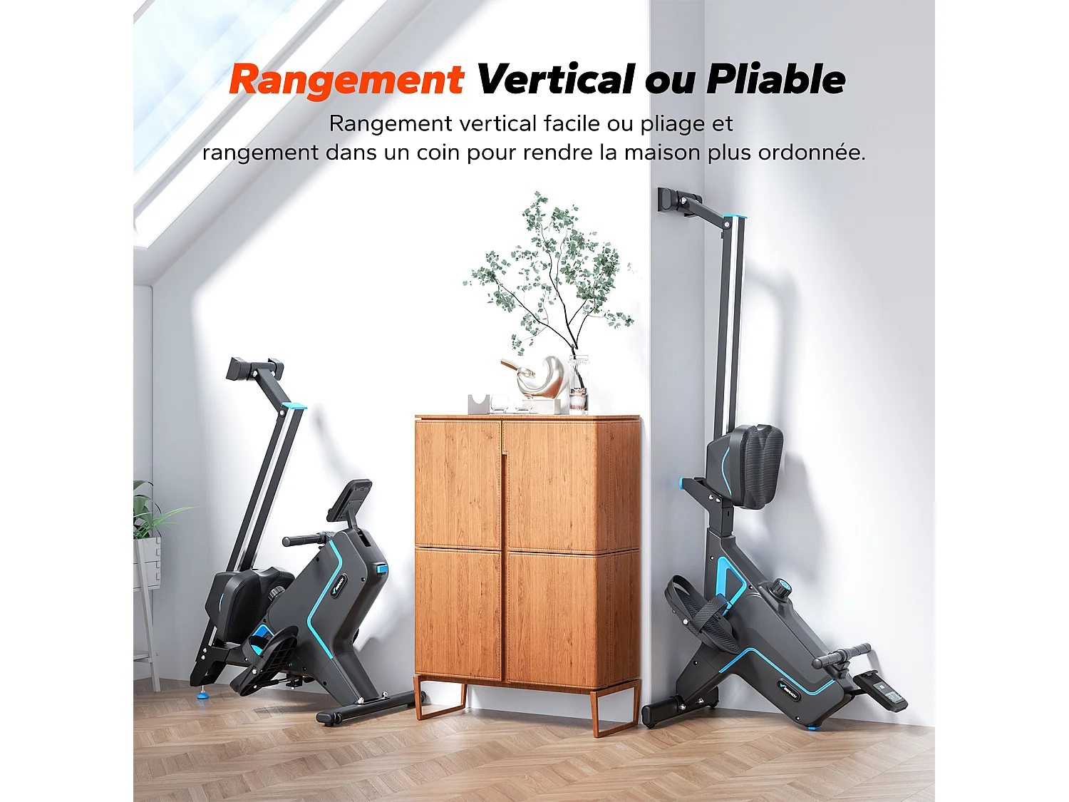 Rameur magnétique MERACH, 16 niveaux de résistance manuelle, Écran LCD, Support iPad, Charge max 150 kg, Compatible avec Kinomap