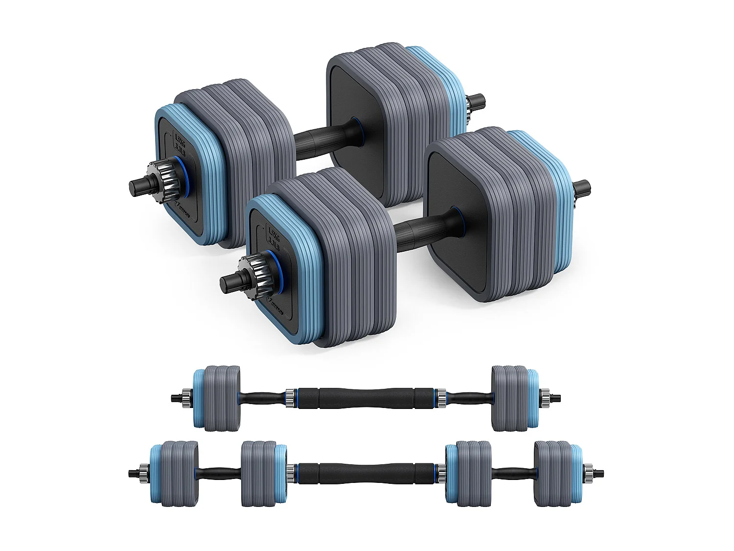 MERACH Dumbbells - 3 in 1 Hantelset - Verstelbare Gewichten - 30KG - Robuuste Grip - Voor Thuisfitness - Krachttraining - Robuust & Compact - Voor Mannen & Vrouwen