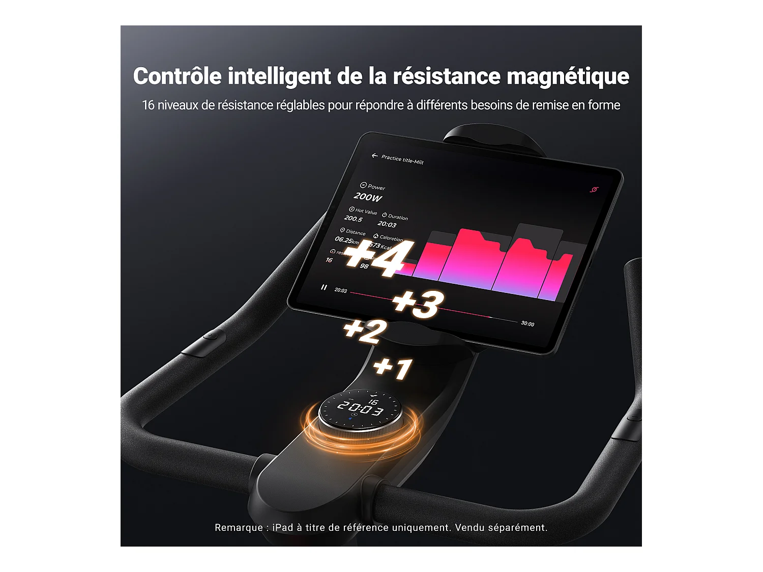Vélo d'appartement MERACH, résistance magnétique 16 niveaux, lnclinaison de 6% vers le haut et le bas, écran LED, Bluetooth, APP compatible, 160kg