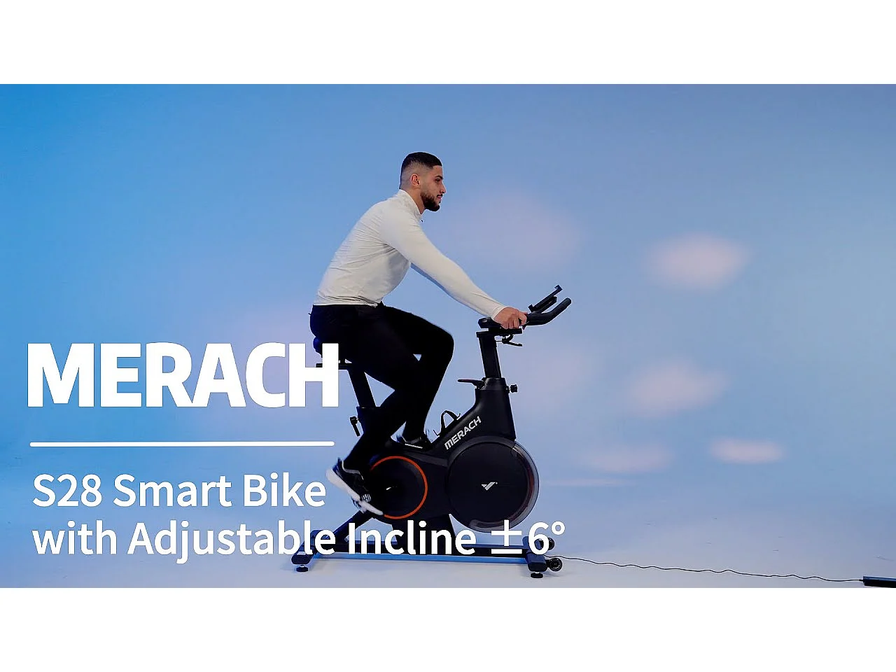 Bicicleta estática MERACH, 16 niveles magnéticos y ±6 % inclinación, LED, APP + Bluetooth, carga 160 kg