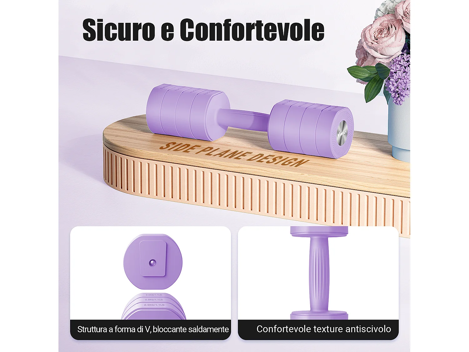 Haltère Musculation Réglable 4-en-1 - MERACH, Lot de 2 Poids de 1 à 4KG, à Domicile ou en Salle De Sport, pour Hommes et Femmes, Violet