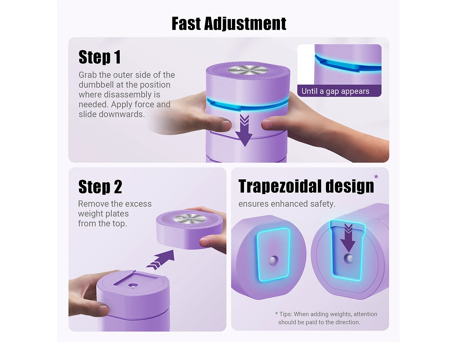 Haltère Musculation Réglable 4-en-1 - MERACH, Lot de 2 Poids de 1 à 4KG, à Domicile ou en Salle De Sport, pour Hommes et Femmes, Violet