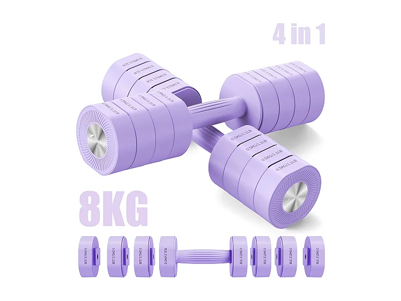 Haltère Musculation Réglable 4-en-1 - MERACH, Lot de 2 Poids de 1 à 4KG, à Domicile ou en Salle De Sport, pour Hommes et Femmes, Violet