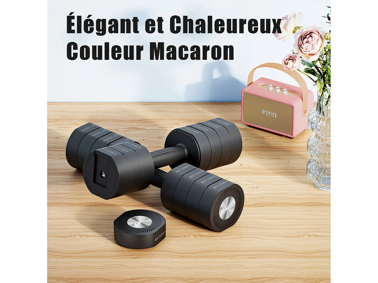 Haltère Musculation Réglable 4-en-1 - MERACH, Lot de 2 Poids de 1 à 4KG, à Domicile ou en Salle De Sport, pour Hommes et Femmes, Noir