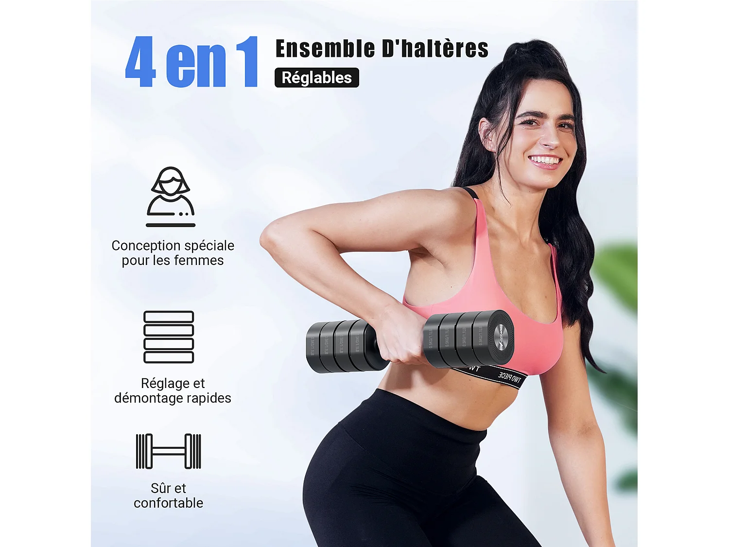 MERACH Dumbbells - 4 in 1 - Verstelbaar - Verstelbare Gewichten - 8KG Set - Robuust & Antislip - Compact Voor Thuis