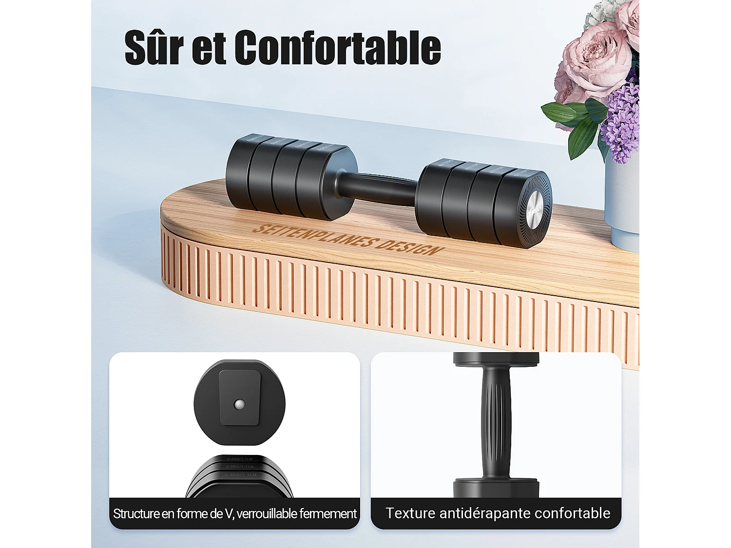 MERACH Dumbbells - 4 in 1 - Verstelbaar - Verstelbare Gewichten - 8KG Set - Robuust & Antislip - Compact Voor Thuis