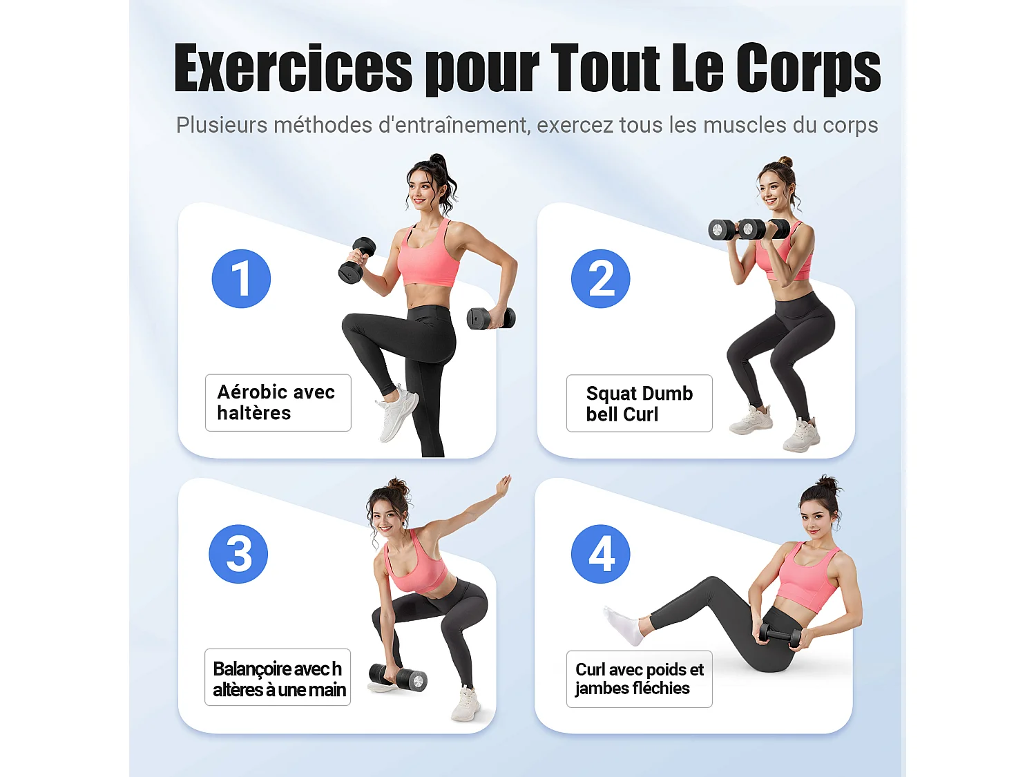 MERACH Dumbbells - 4 in 1 - Verstelbaar - Verstelbare Gewichten - 8KG Set - Robuust & Antislip - Compact Voor Thuis