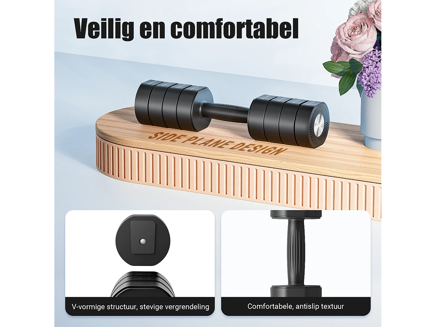 MERACH Dumbbells - 4 in 1 - Verstelbaar - Verstelbare Gewichten - 8KG Set - Robuust & Antislip - Compact Voor Thuis