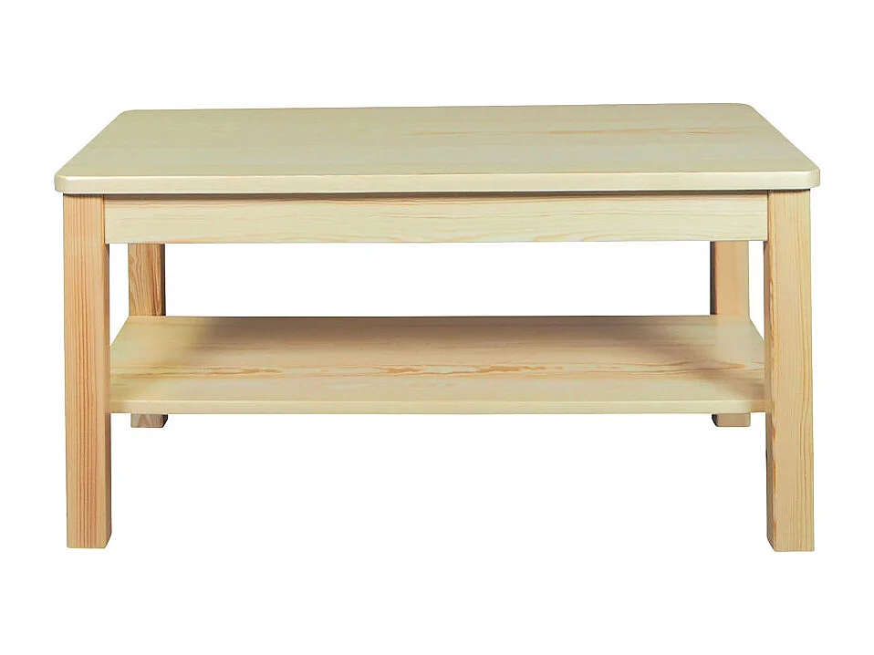 Ława 110x60 pokojowa z półką z drewna litego, kolor sosnowy