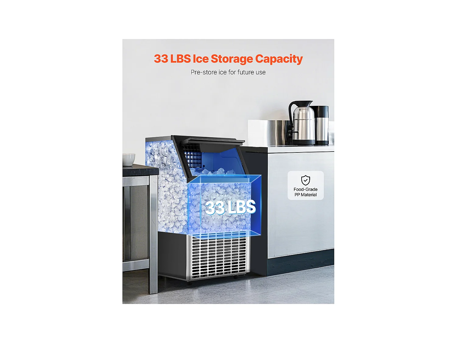 Machine à Glaçons SucceBuy, Capacité 45,4 kg/24 h 45 Glaçons, pour Bar Restaurant