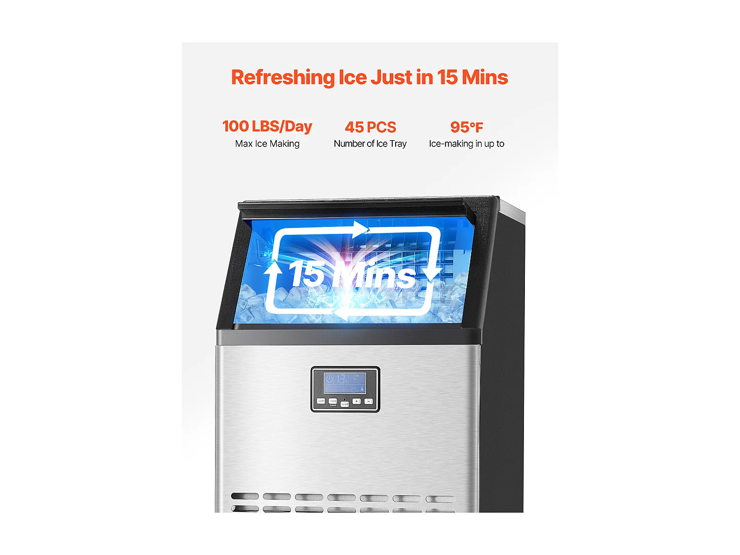 Machine à Glaçons SucceBuy, Capacité 45,4 kg/24 h 45 Glaçons, pour Bar Restaurant