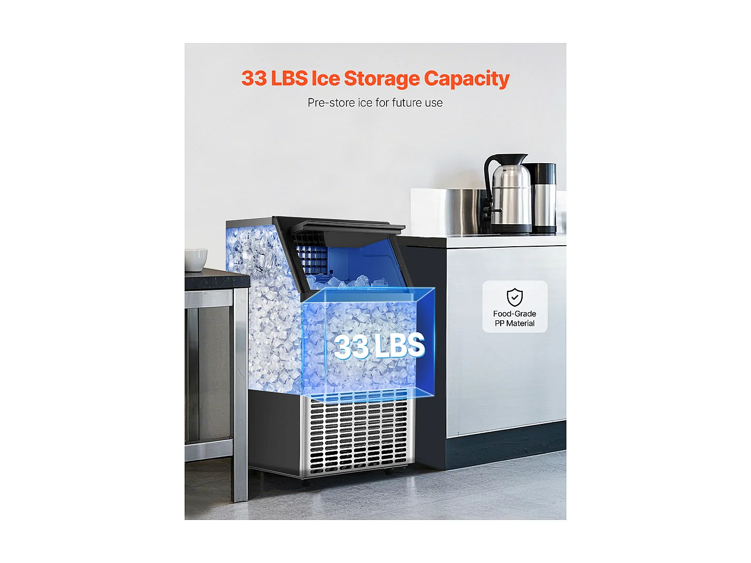 Machine à Glaçons SucceBuy, Capacité 45,4 kg/24 h 45 Glaçons, pour Bar Restaurant