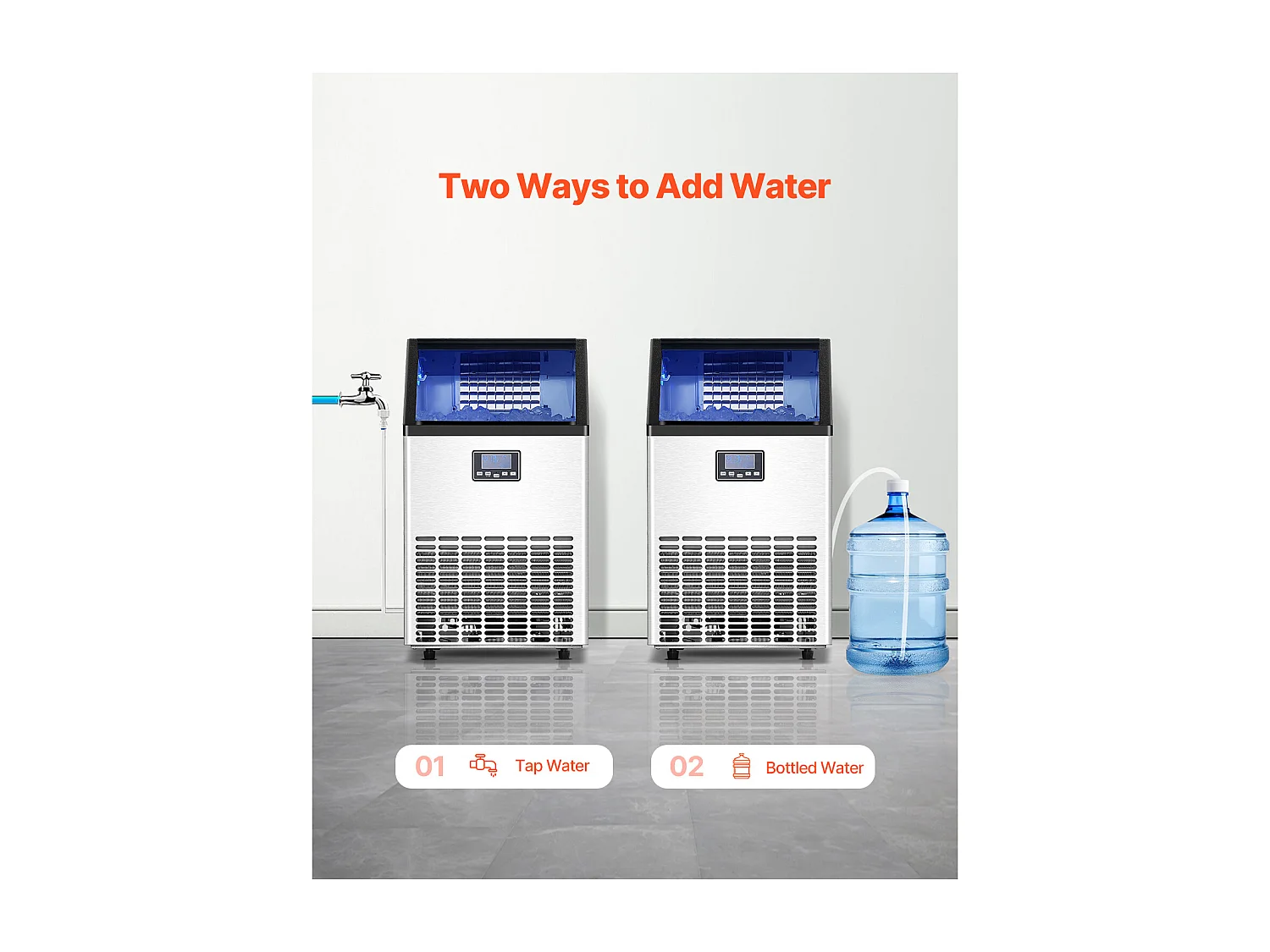 Machine à Glaçons SucceBuy, Capacité 45,4 kg/24 h 45 Glaçons, pour Bar Restaurant