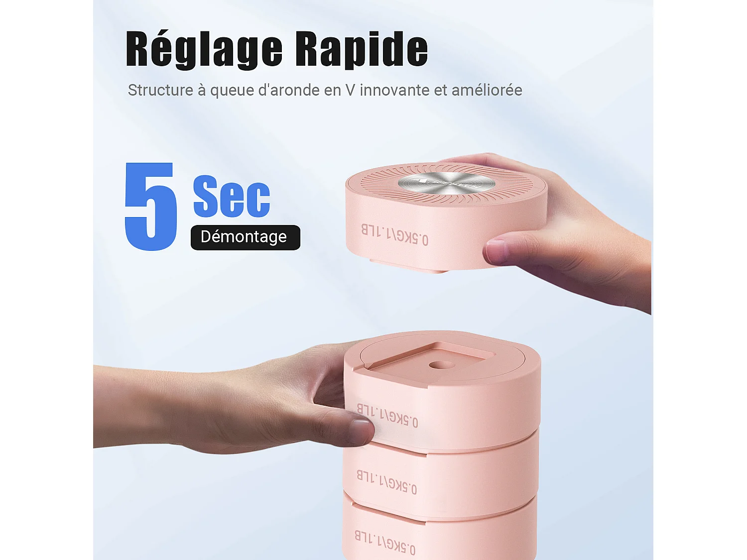 Haltère Musculation Réglable 4-en-1 - MERACH, Lot de 2 Poids de 1 à 4KG, à Domicile ou en Salle De Sport, pour Hommes et Femmes, Rose