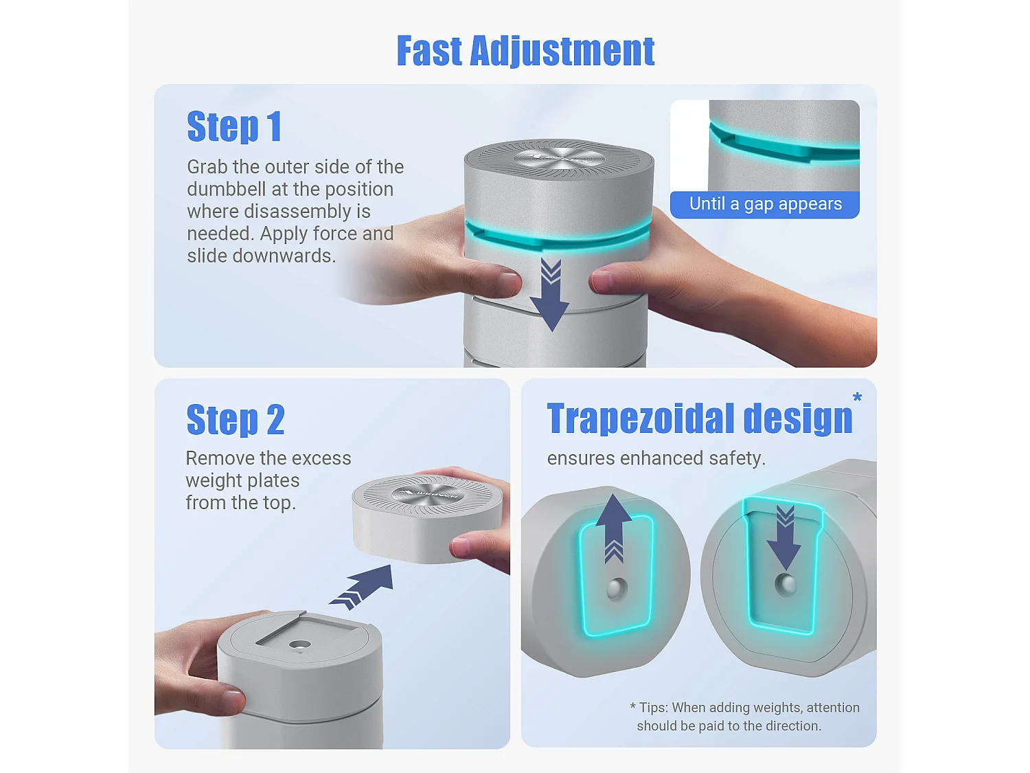 Haltère Musculation Réglable 4-en-1 - MERACH, Lot de 2 Poids de 1 à 4KG, à Domicile ou en Salle De Sport, pour Hommes et Femmes, Gris