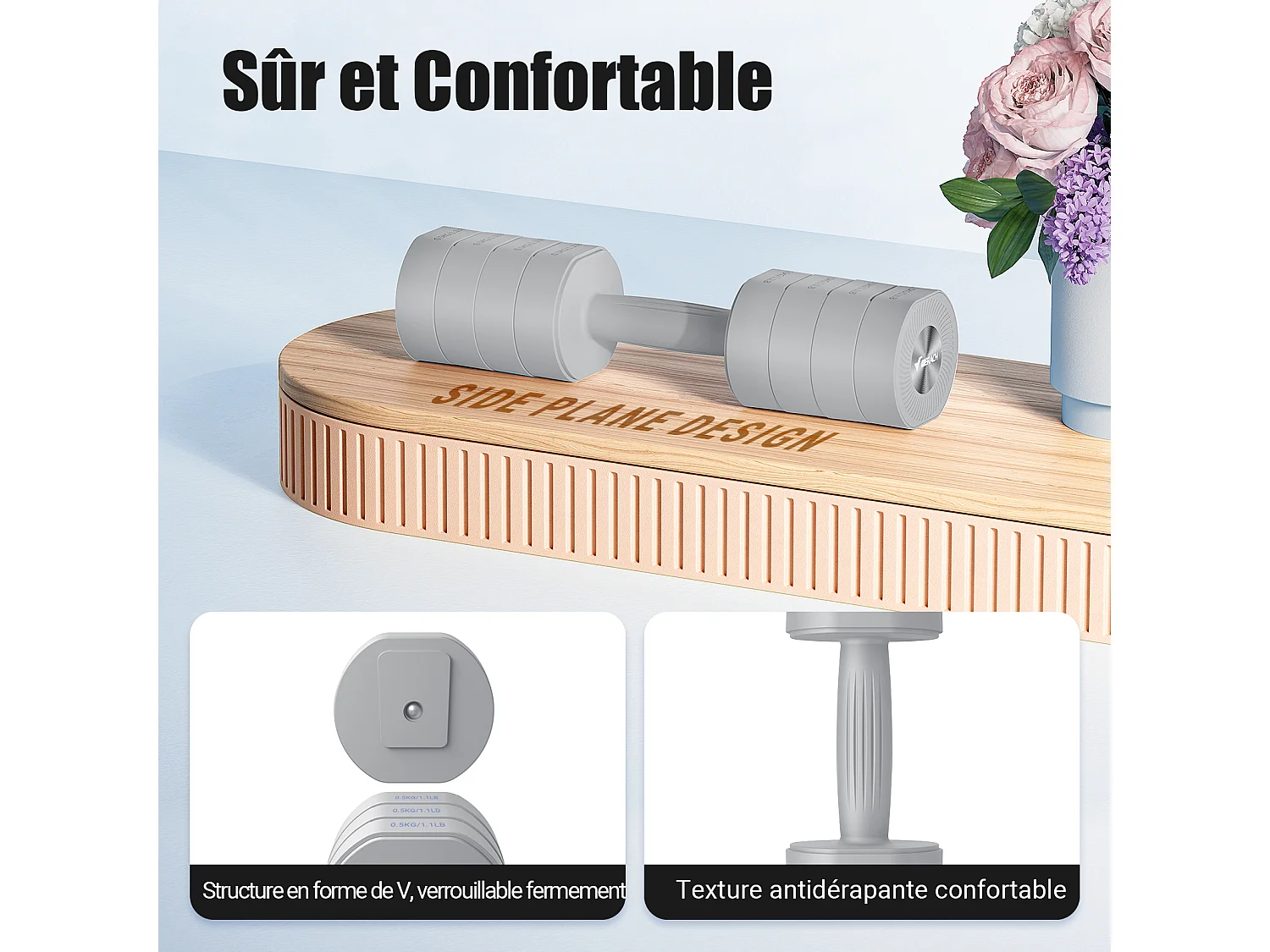 Haltère Musculation Réglable 4-en-1 - MERACH, Lot de 2 Poids de 1 à 4KG, à Domicile ou en Salle De Sport, pour Hommes et Femmes, Gris