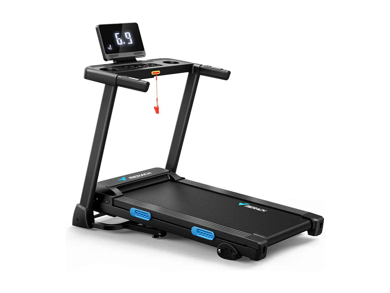 Tapis de Course Pliable MERACH, Inclinaison Électrique 15%, Vitesse 0.8-12km/h, Moteur 1.25CHP, Bluetooth APP Connecté