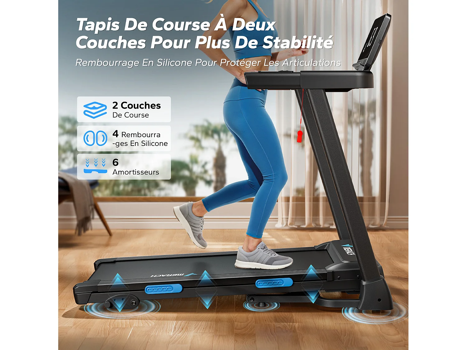 Tapis de Course Pliable MERACH, Inclinaison Électrique 15%, Vitesse 0.8-12km/h, Moteur 1.25CHP, Bluetooth APP Connecté
