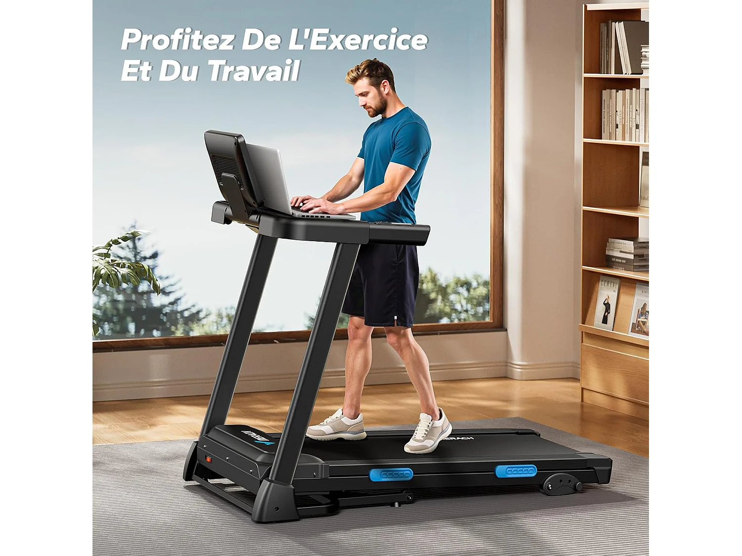 Tapis roulant pieghevole MERACH, inclinazione elettrica 15%, velocità 0,8-12 km/h, motore 1,25 CHP, Bluetooth APP connesso