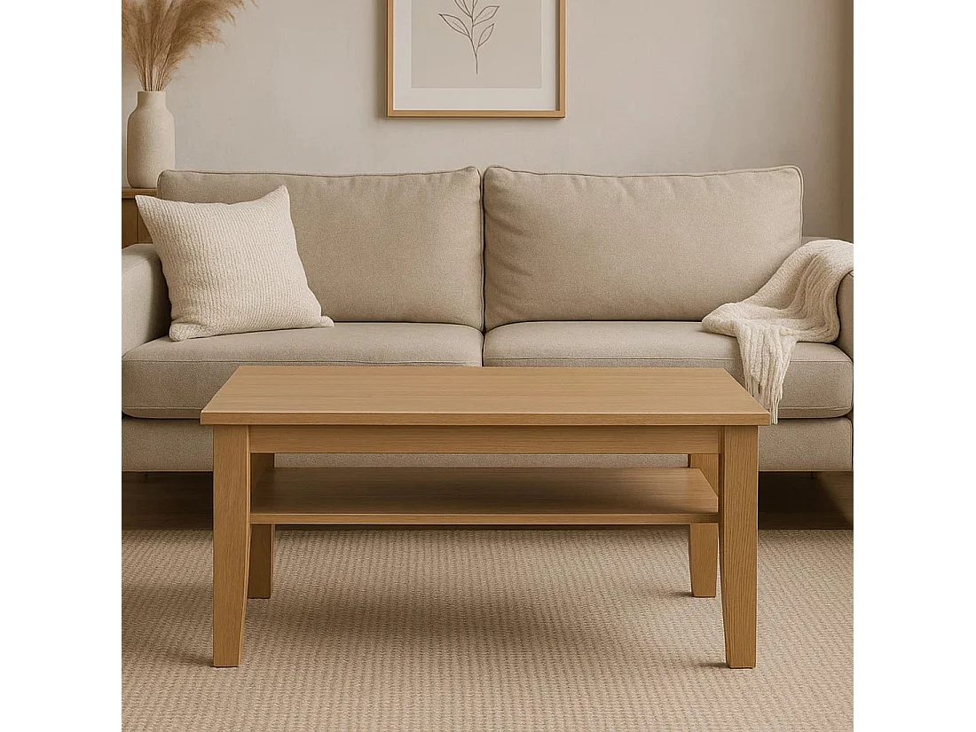 Ława 100x65 drewniana z półką Mokka, kolor dębowy