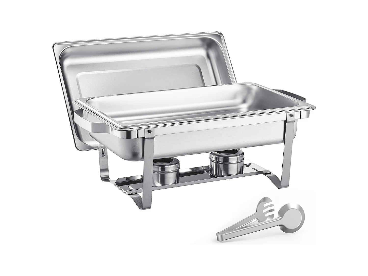 Chauffe-Plat SucceBuy, Rectangulaire Buffet Chauffant 6PCs 7,5 L en Inox Argenté, pour Services de Restauration
