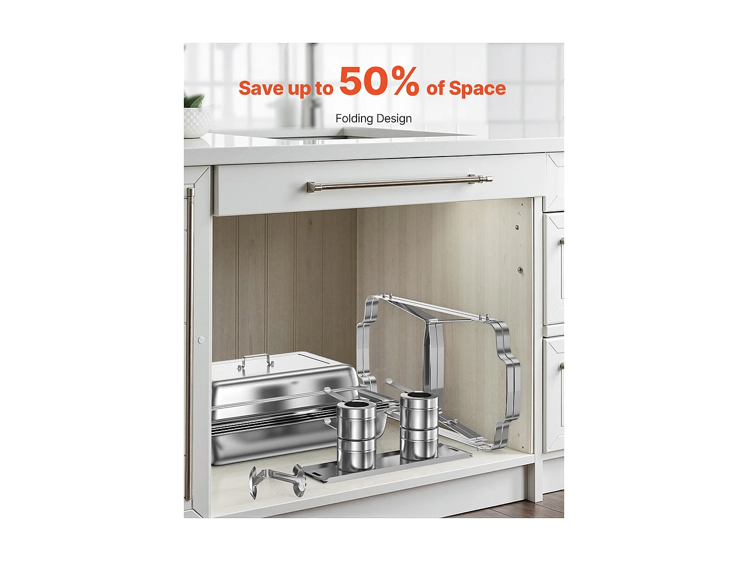 Chauffe-Plat SucceBuy, Rectangulaire Buffet Chauffant 6PCs 7,5 L en Inox Argenté, pour Services de Restauration