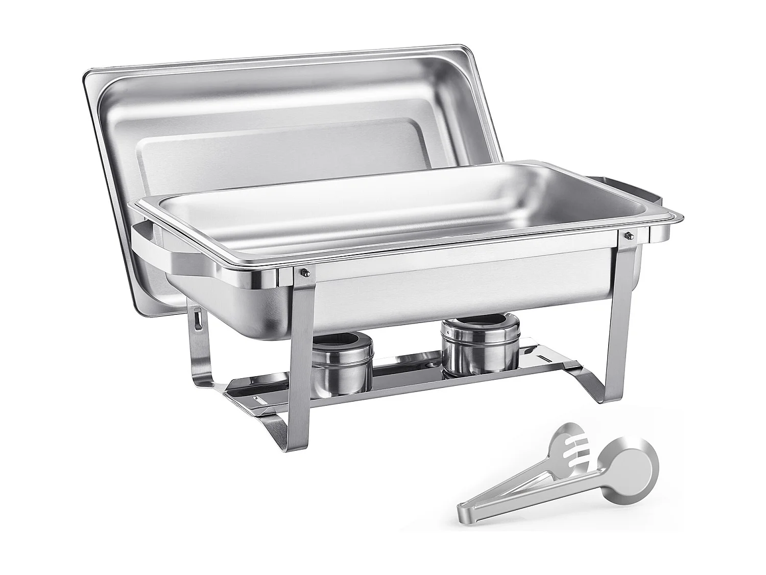 Chauffe-Plat SucceBuy, Rectangulaire Buffet Chauffant 6PCs 7,5 L en Inox Argenté, pour Services de Restauration