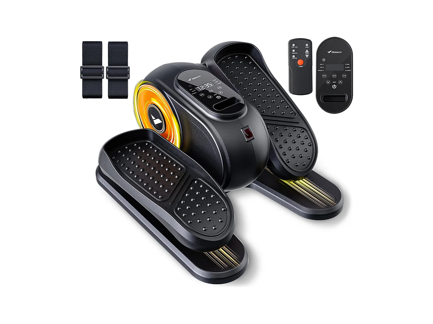 Ellittica compatta MERACH, silenziosa, reversibile avanti/indietro, schermo LCD, riabilitazione & fitness senior, regolazione velocità