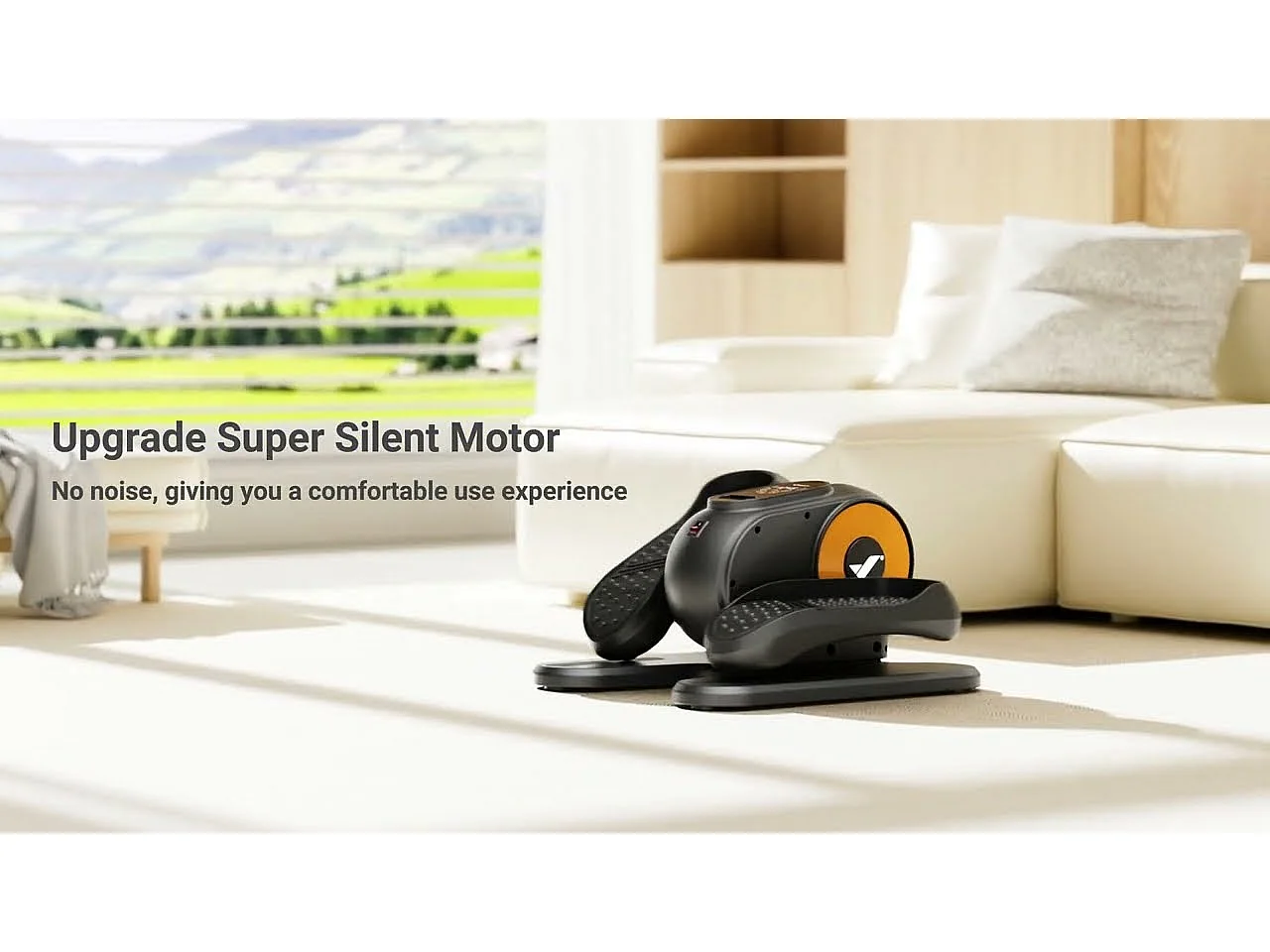 Elliptique Compact MERACH, Silencieux, Réversible Avant/Arrière, Écran LCD, Rééducation & Fitness Senior, Réglage de Vitesse