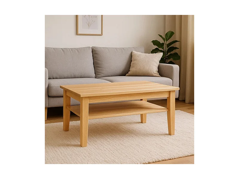 Ława 100x65 drewniana z półką Mokka, kolor sosnowy