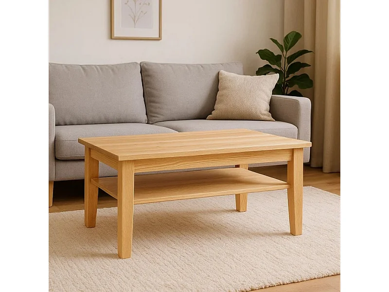 Ława 100x65 drewniana z półką Mokka, kolor sosnowy