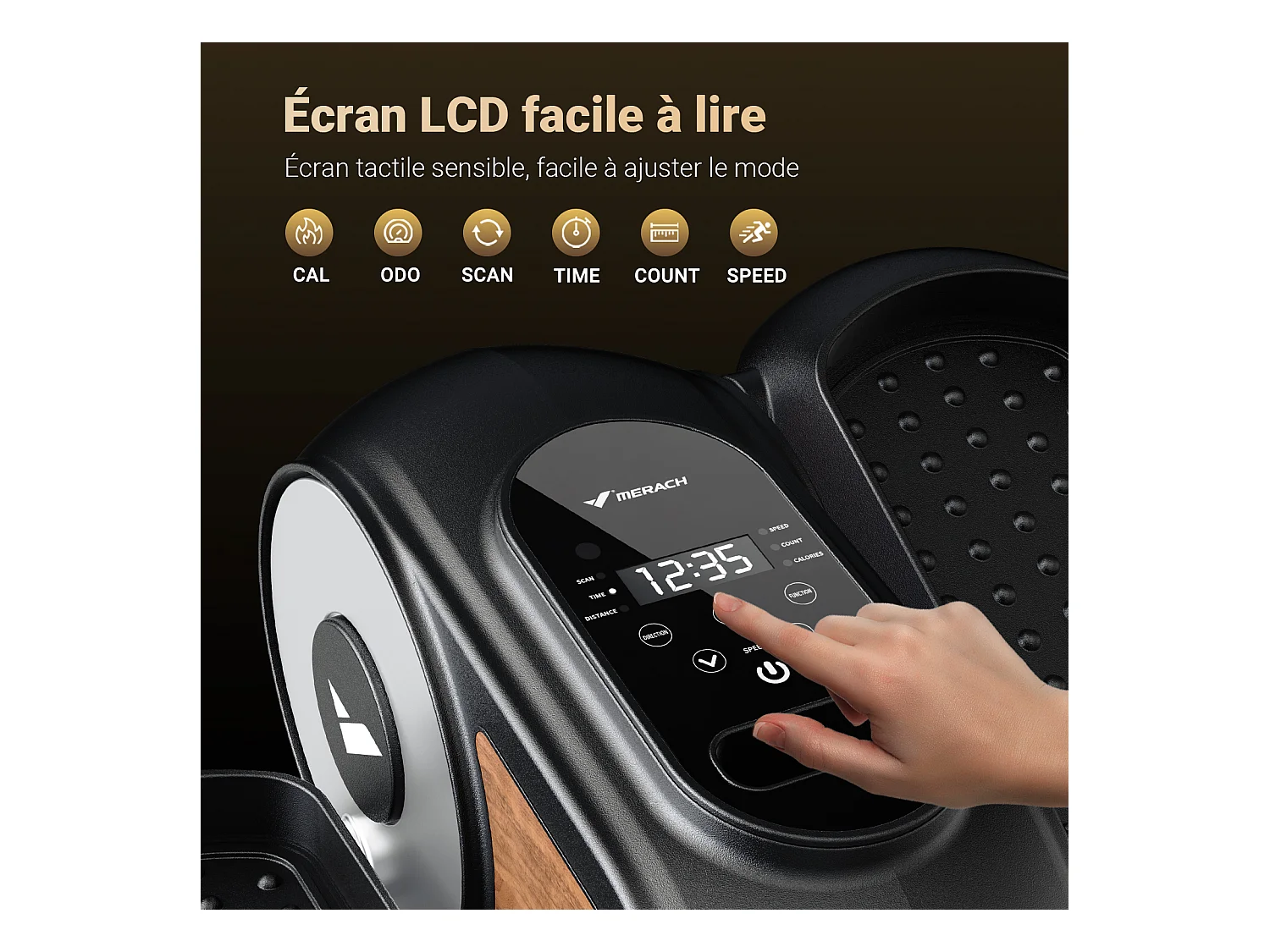 Mini Vélo Elliptique Electrique - Merach, Pour Bureau & Maison - Télécommande, Écran LCD, Tapis Antidérapant, Ultra-Silencieux