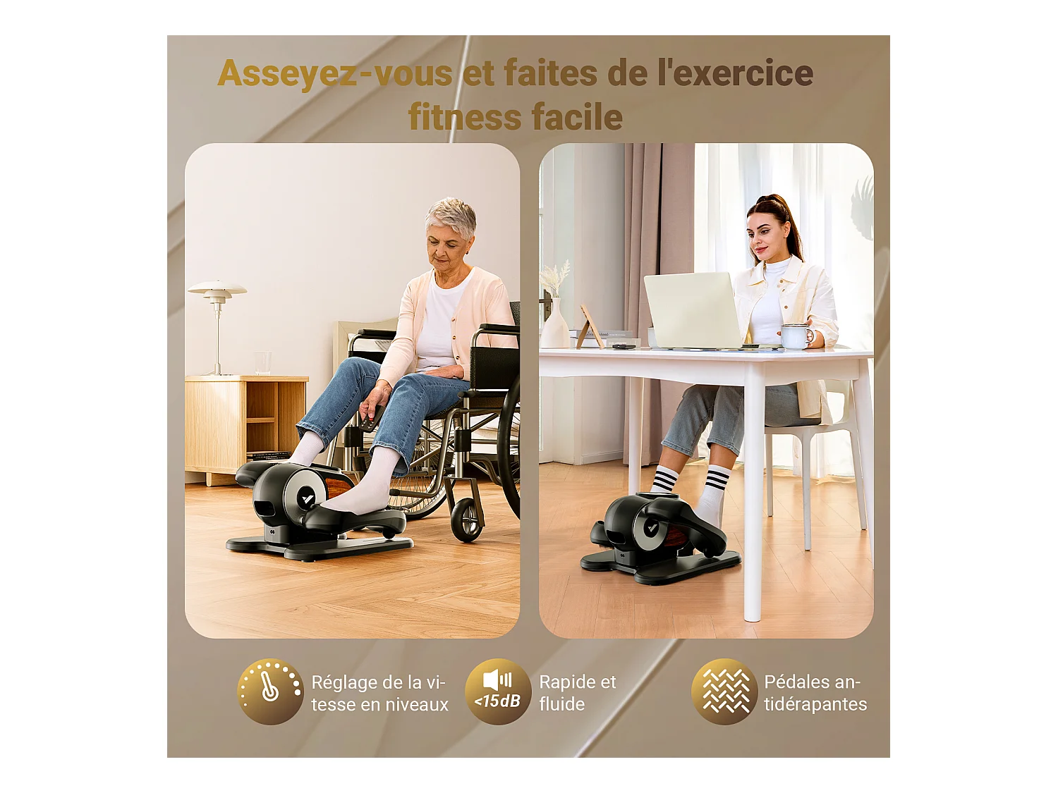 Mini Vélo Elliptique Electrique - Merach, Pour Bureau & Maison - Télécommande, Écran LCD, Tapis Antidérapant, Ultra-Silencieux