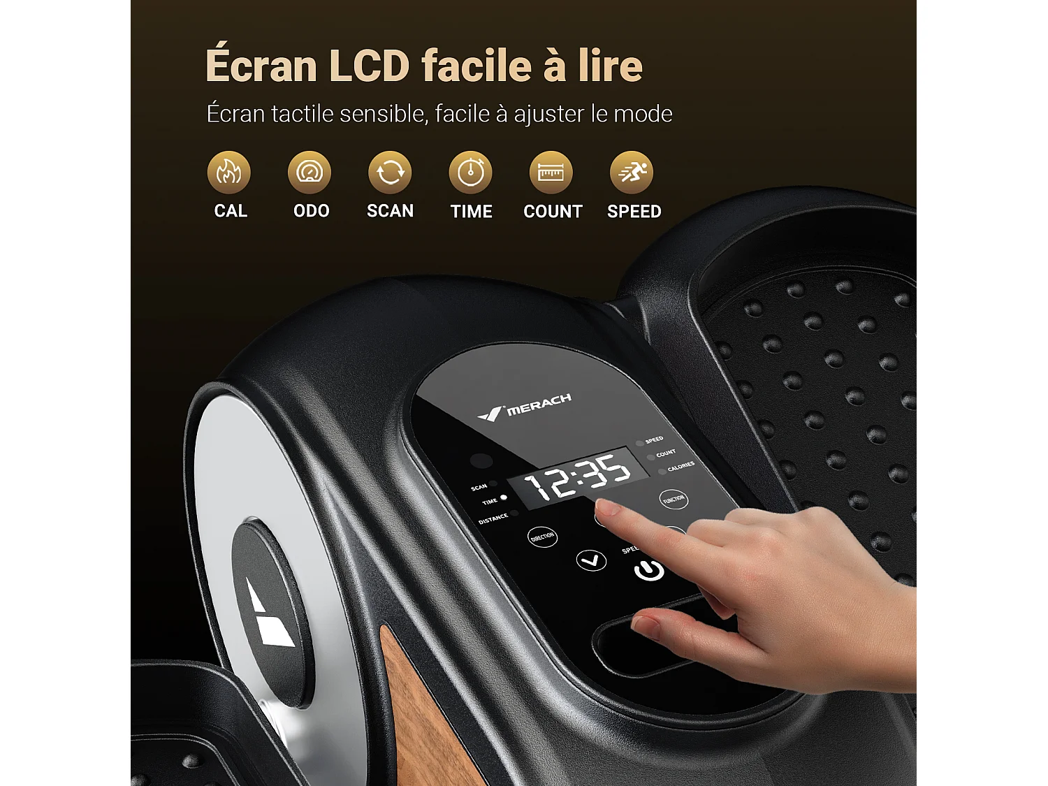 Mini Vélo Elliptique Electrique - Merach, Pour Bureau & Maison - Télécommande, Écran LCD, Tapis Antidérapant, Ultra-Silencieux