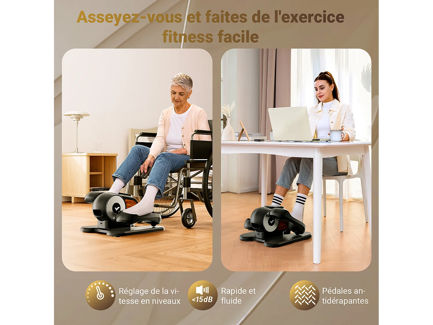 Mini Vélo Elliptique Electrique - Merach, Pour Bureau & Maison - Télécommande, Écran LCD, Tapis Antidérapant, Ultra-Silencieux