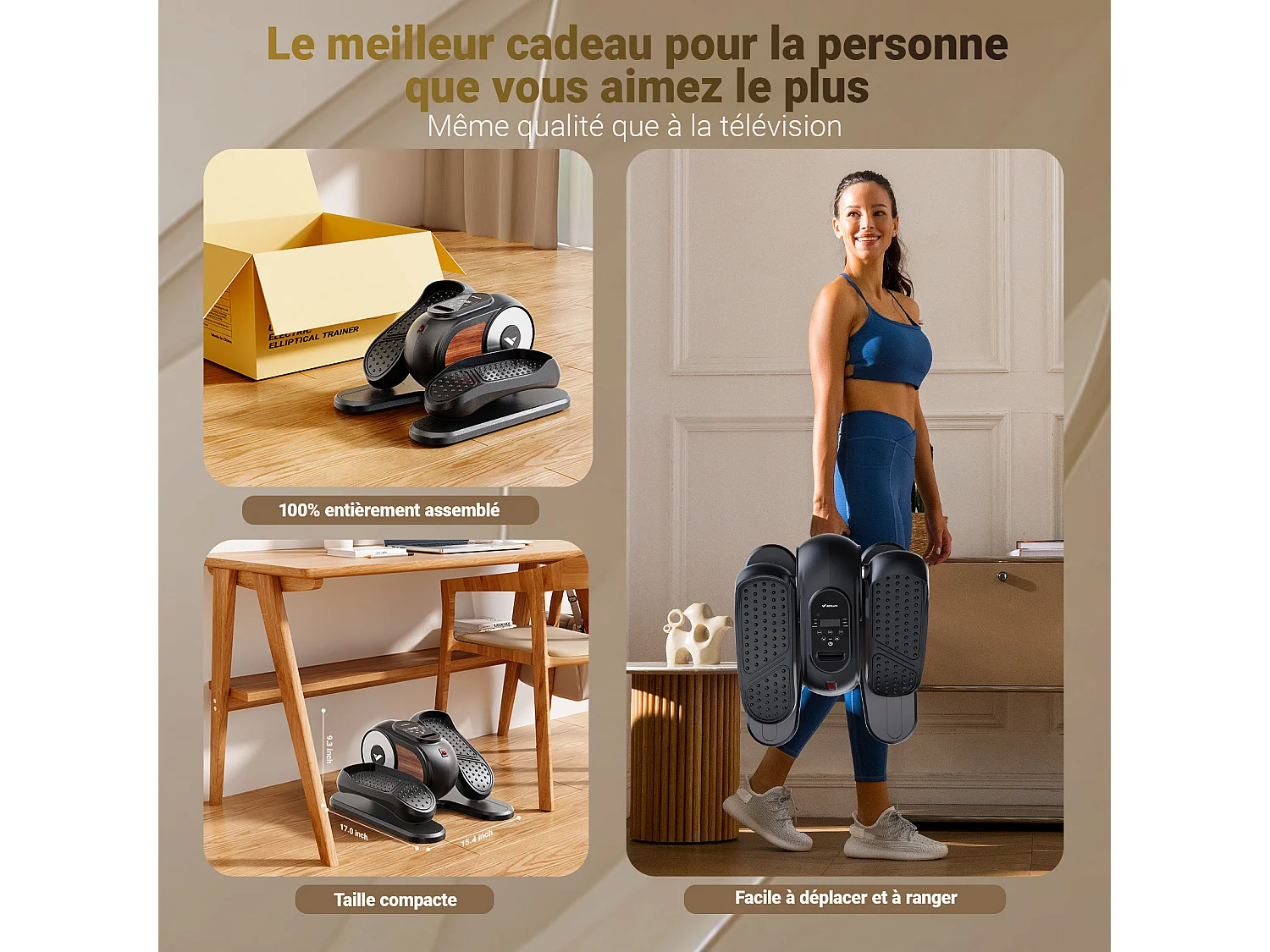 Mini Vélo Elliptique Electrique - Merach, Pour Bureau & Maison - Télécommande, Écran LCD, Tapis Antidérapant, Ultra-Silencieux