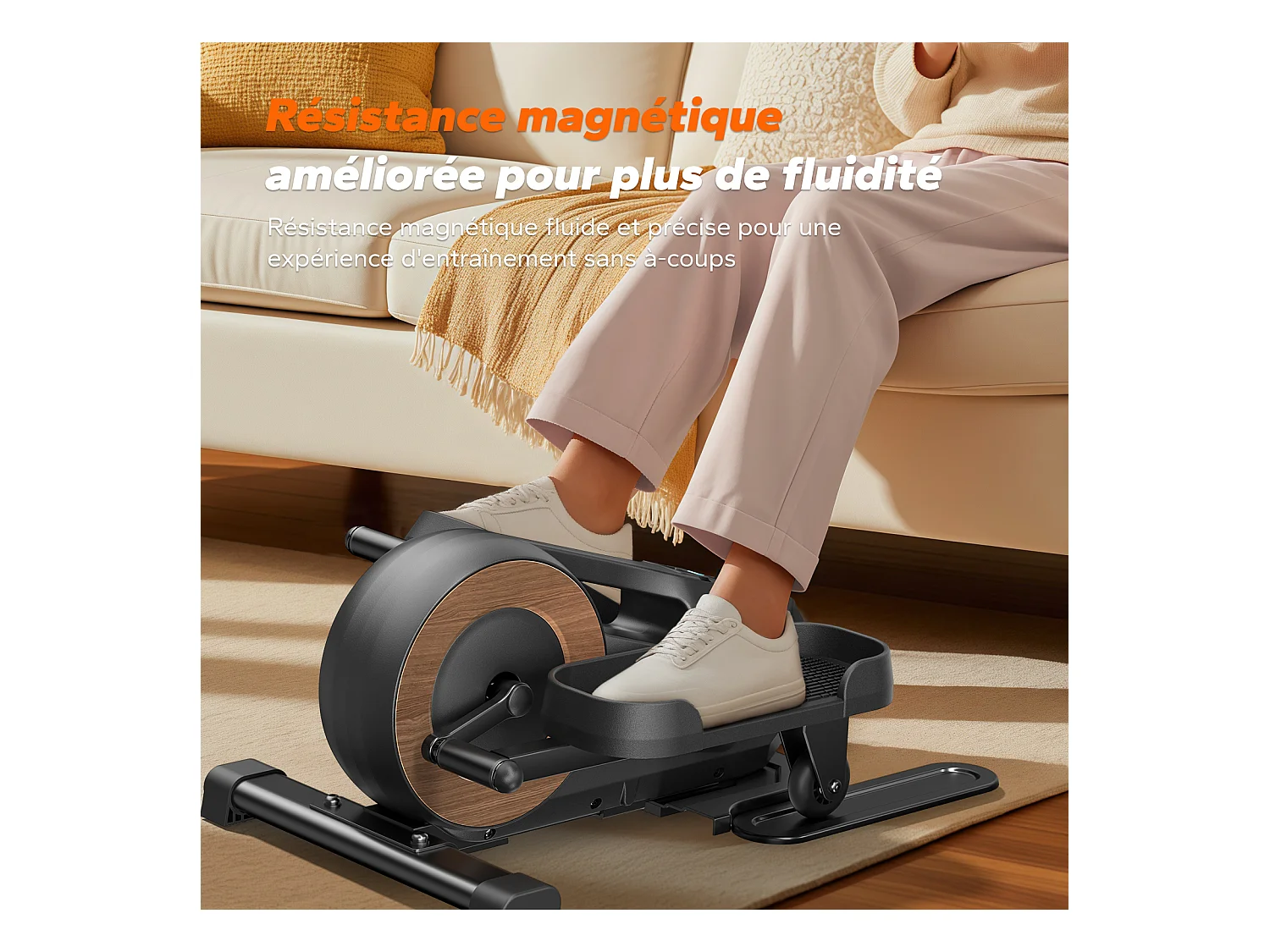 Mini elliptique MERACH, résistance magnétique manuelle, 8 vitesses, écran LCD, design silencieux, pour bureau et maison