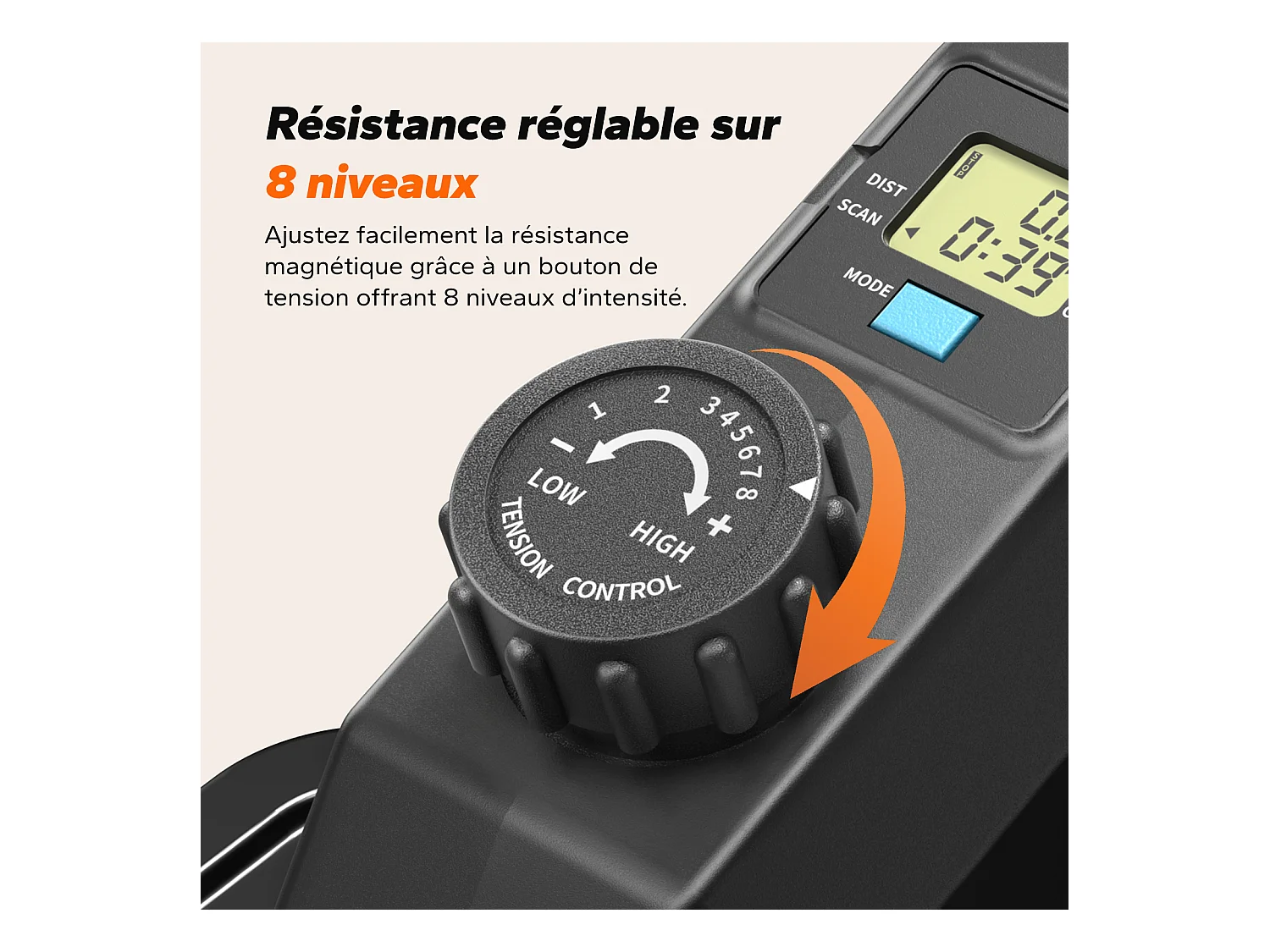 Mini elliptique MERACH, résistance magnétique manuelle, 8 vitesses, écran LCD, design silencieux, pour bureau et maison