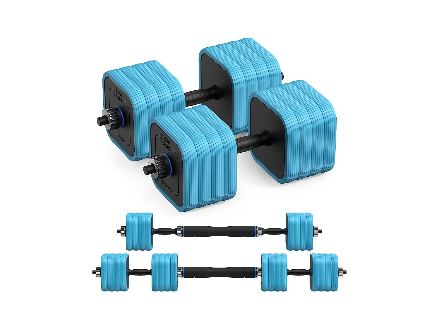 Haltères réglables 40 kg 4 en 1 MERACH, Tige ergonomique, sécurité renforcée, silencieux, parfait pour entraînement intensif