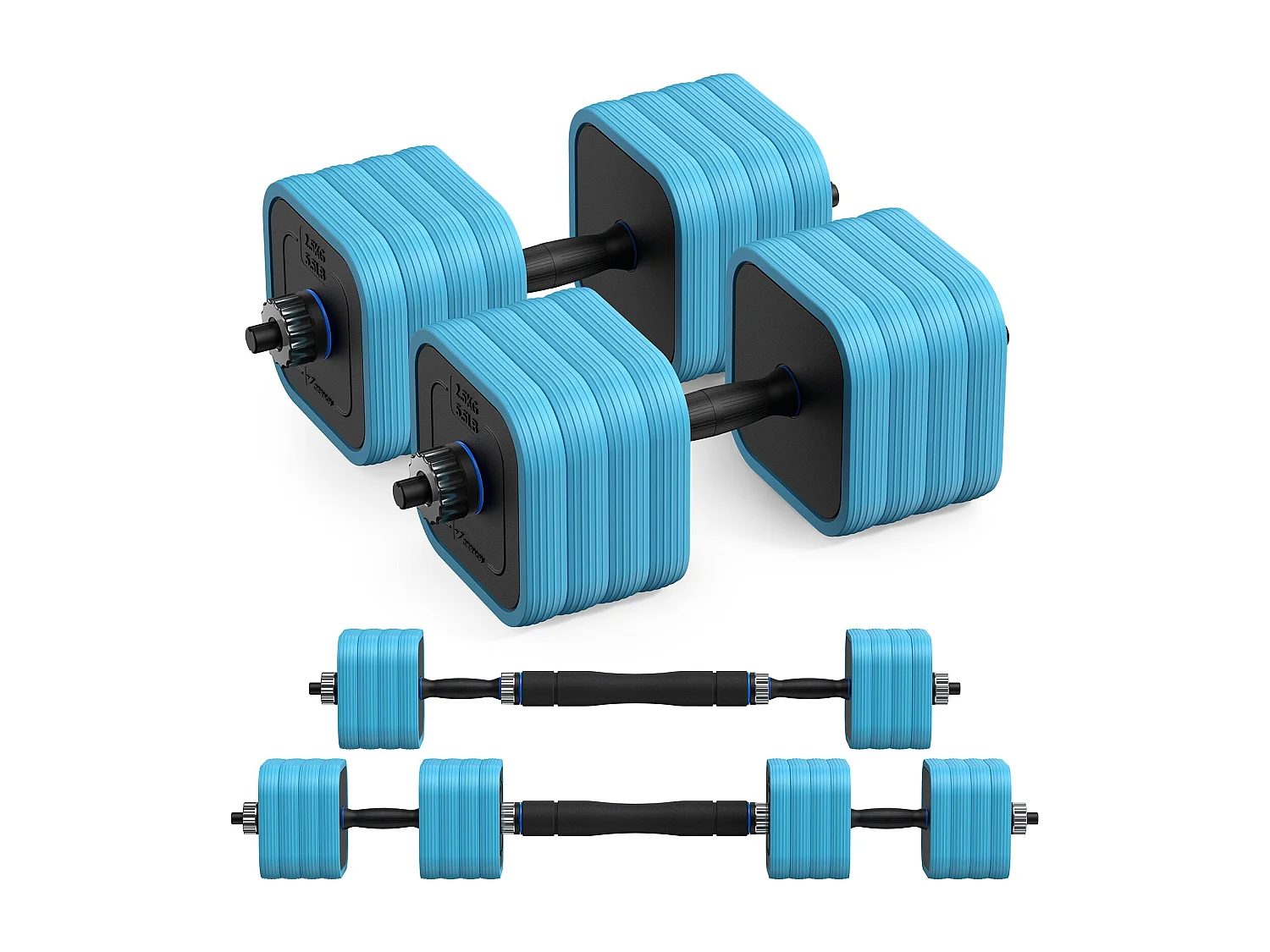 Haltères réglables 40 kg 4 en 1 MERACH, Tige ergonomique, sécurité renforcée, silencieux, parfait pour entraînement intensif