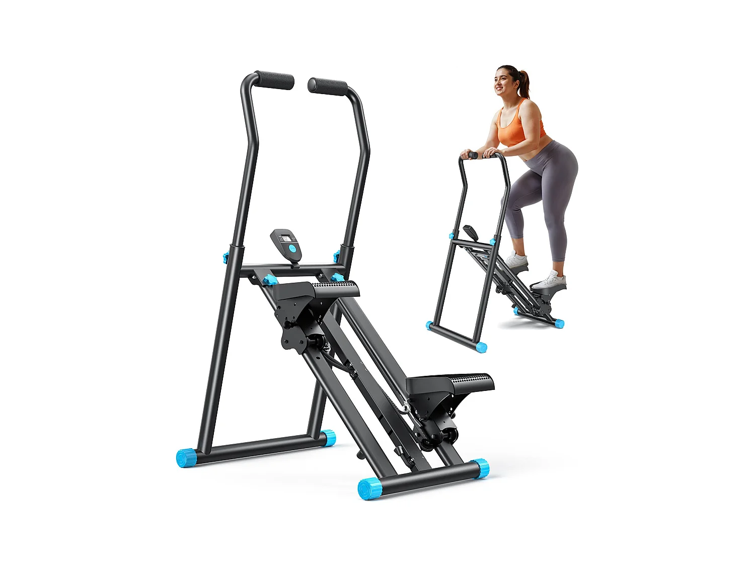 Stepper escalier vertical et pliable MERACH, 3 résistances, 3 hauteurs, guidon 3 positions, écran LCD, gain de place