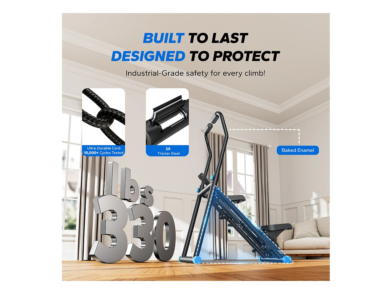 Stepper escalier vertical et pliable MERACH, 3 résistances, 3 hauteurs, guidon 3 positions, écran LCD, gain de place